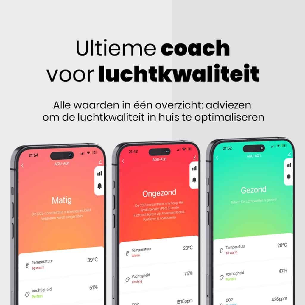 Luchtkwaliteitsmeter, co2 meter corona, co2 meter, luchtvochtigheidsmeter, co2 meter met app, hygrometer, CO2-meter