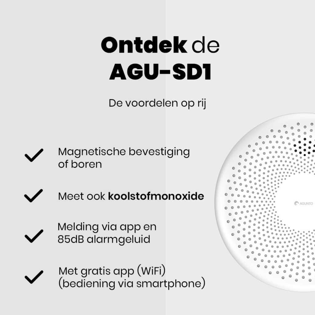 Slimme rookmelder, rookmelder, brandmelder, slimme brandmelder, agu-sd1